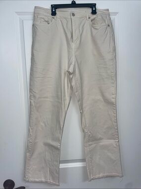 LOFT Cream High-Rise Denim Pants